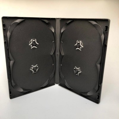 14mm Multi 4 Discs Black Cover Quad DVD Case Without Tray