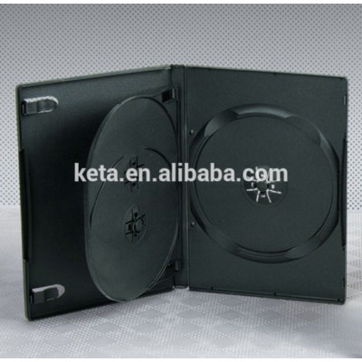 Standard 14mm Multiple Plastic Black 3 Disc DVD Case With Tray