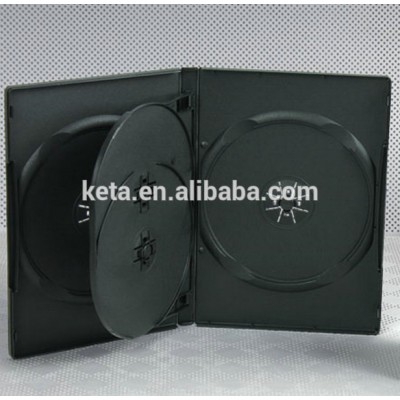 14mm Multiple 4 Discs Quad Black DVD Case With Tray